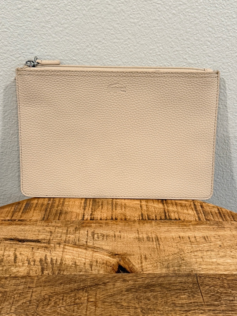 Lacoste Anna Reversible Tote Insert Pouch Clutch - Beige